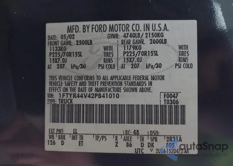 2002 Ford Ranger Edge/Tremor/Xlt z USA, uszkodzony, nr VIN 1FTYR44V42PB41010